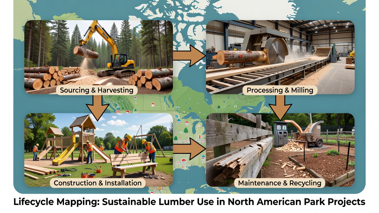 Mapping the Lifecycle of Lumber in Public Park Renovations Across North American Towns